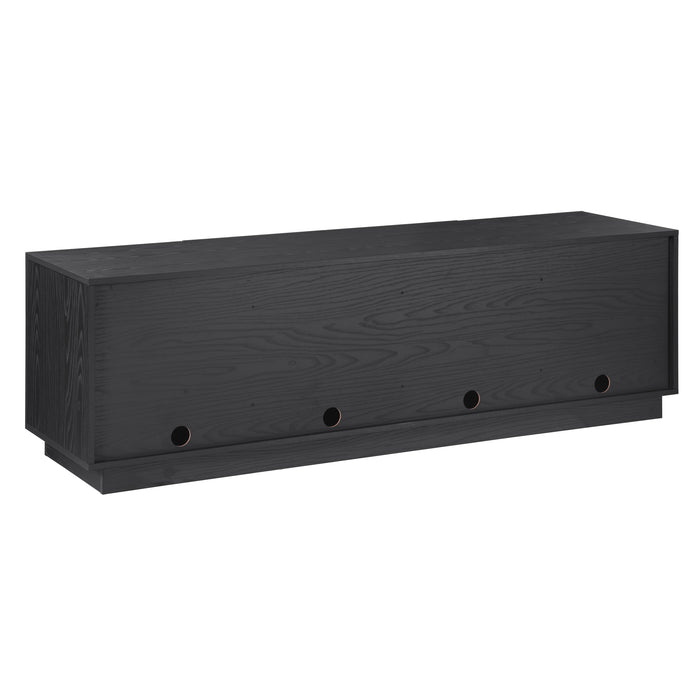Tauris BURBANK2000BO TV Unit – 2000mm Extra Deep Black Oak Cabinet with Slotted Doors