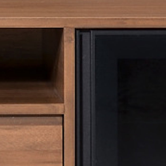 Denham Entertainment Unit, TV Cabinet 2000mm Semi-Assembled, Solid Rubber Wood Legs Light Walnut Wood Veneer by Criterion