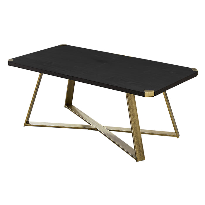 Capri Coffee Table 1100mm Gold Metal Leg and Metal Highlights Black Oak by Criterion™