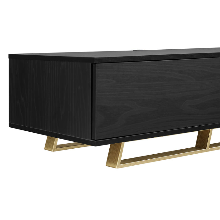 Capri TV Unit, Entertainment Cabinet 2000mm Low Line Black Oak Gold by Criterion