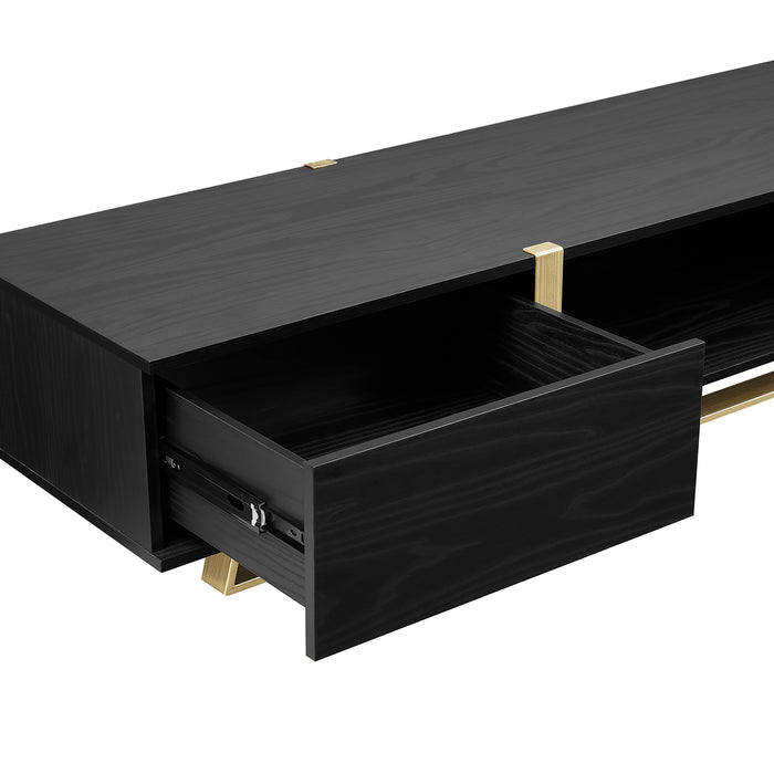 Capri TV Unit, Entertainment Cabinet 2000mm Low Line Black Oak Gold by Criterion