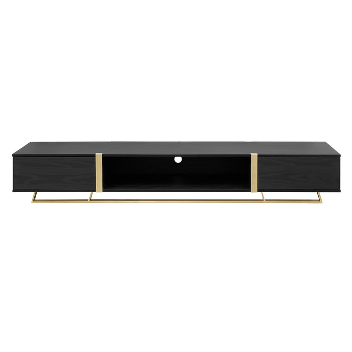 Capri TV Unit, Entertainment Cabinet 2000mm Low Line Black Oak Gold by Criterion