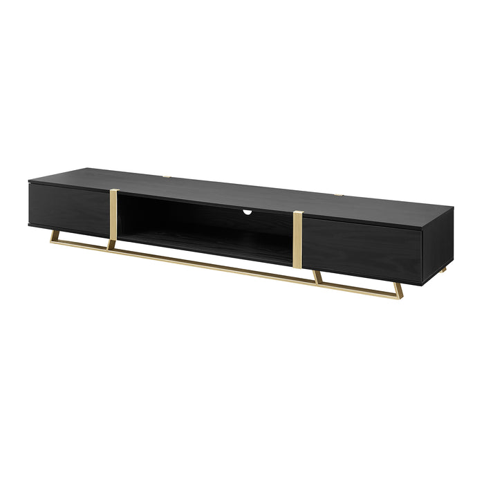 Capri TV Unit, Entertainment Cabinet 2000mm Low Line Black Oak Gold by Criterion