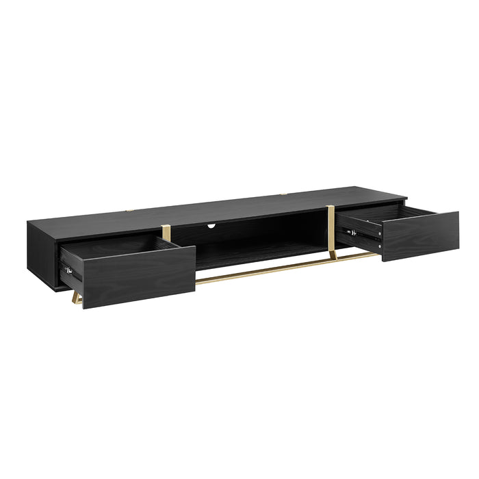 Capri TV Unit, Entertainment Cabinet 2000mm Low Line Black Oak Gold by Criterion