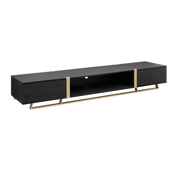 Capri TV Unit, Entertainment Cabinet 2000mm Low Line Black Oak Gold by Criterion