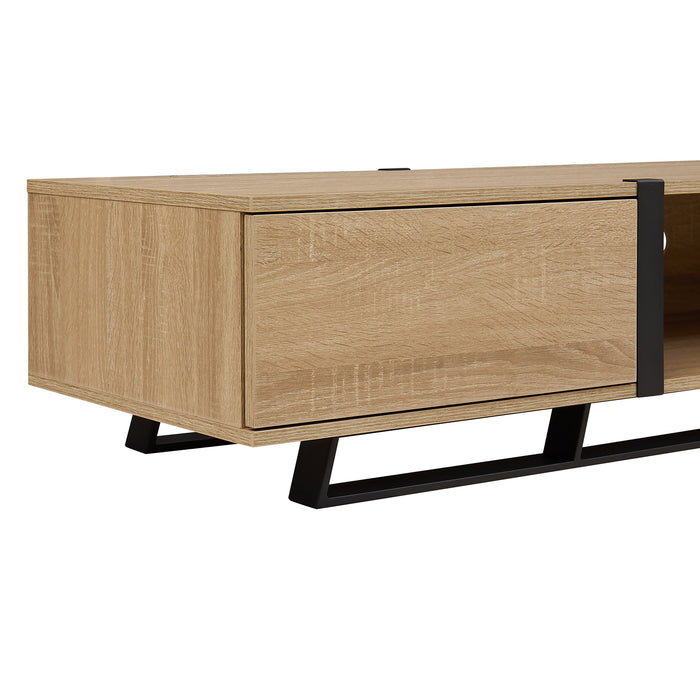 Capri TV Unit, Entertainment Cabinet 2000mm Low Line Oak Black by Criterion