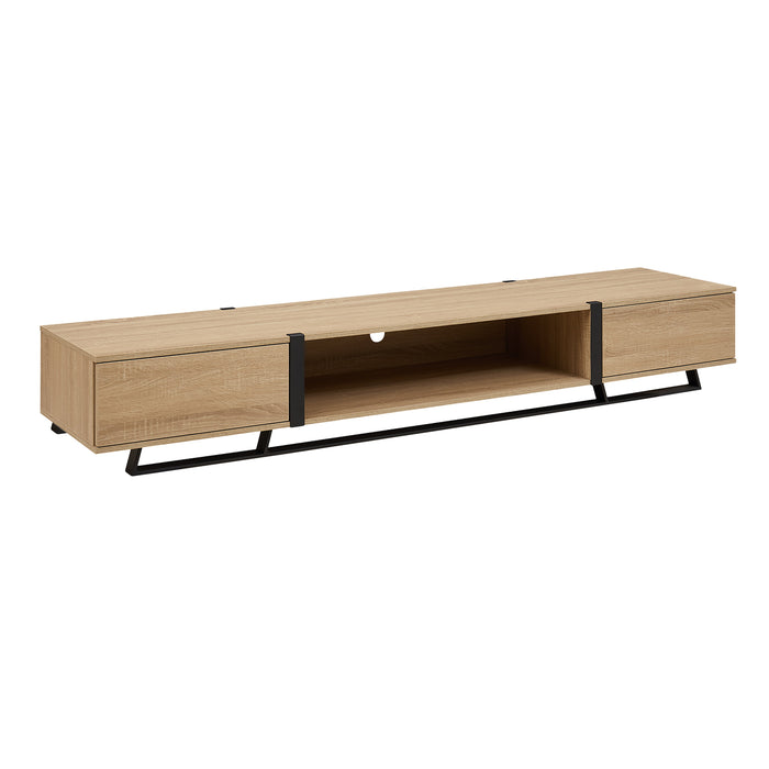 Capri TV Unit, Entertainment Cabinet 2000mm Low Line Oak Black by Criterion