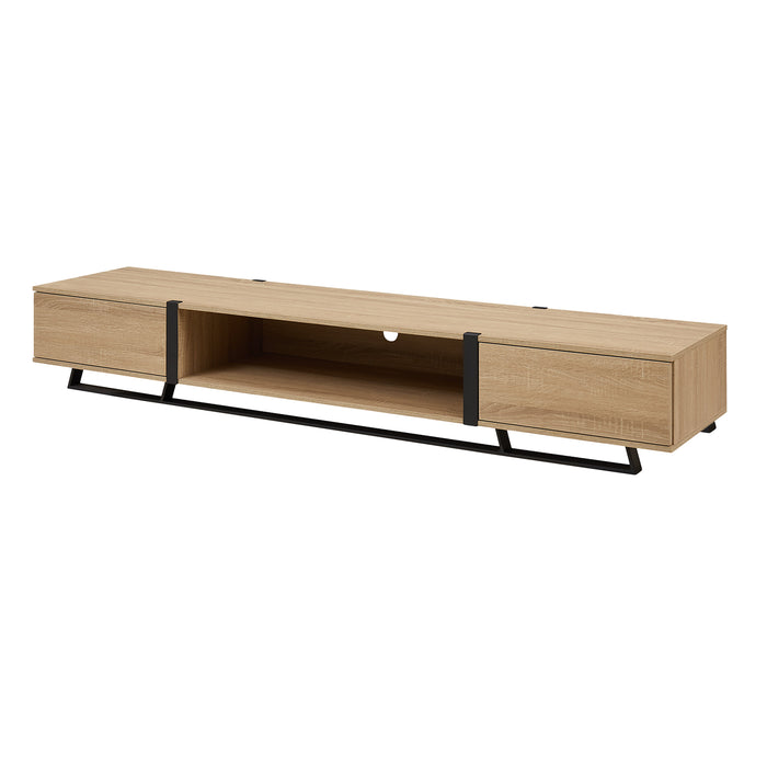 Capri TV Unit, Entertainment Cabinet 2000mm Low Line Oak Black by Criterion