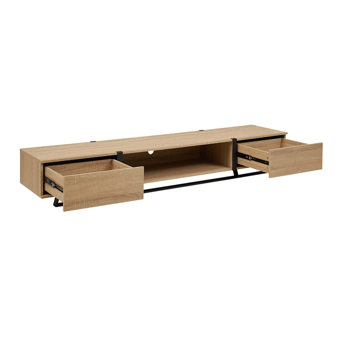 Capri TV Unit, Entertainment Cabinet 2000mm Low Line Oak Black by Criterion