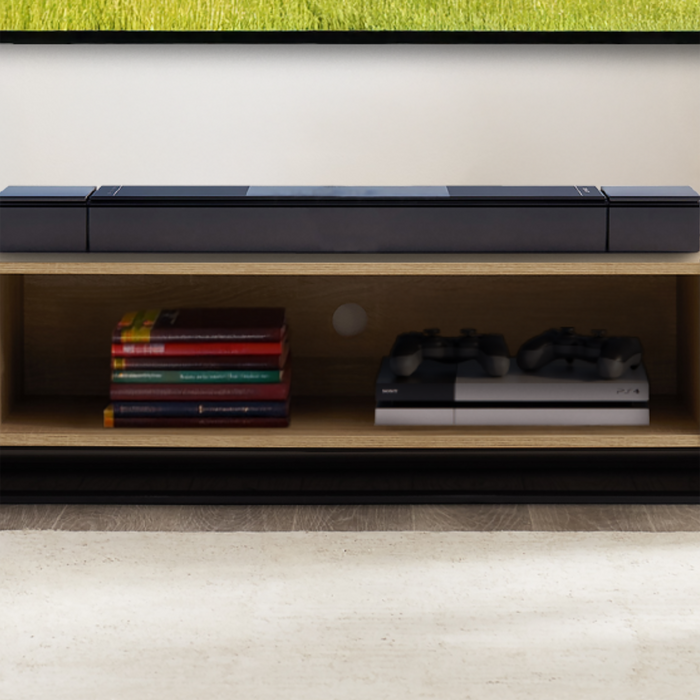 Capri TV Unit, Entertainment Cabinet 2000mm Low Line Oak Black by Criterion