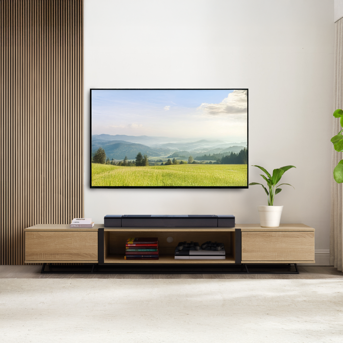 Capri TV Unit, Entertainment Cabinet 2000mm Low Line Oak Black by Criterion