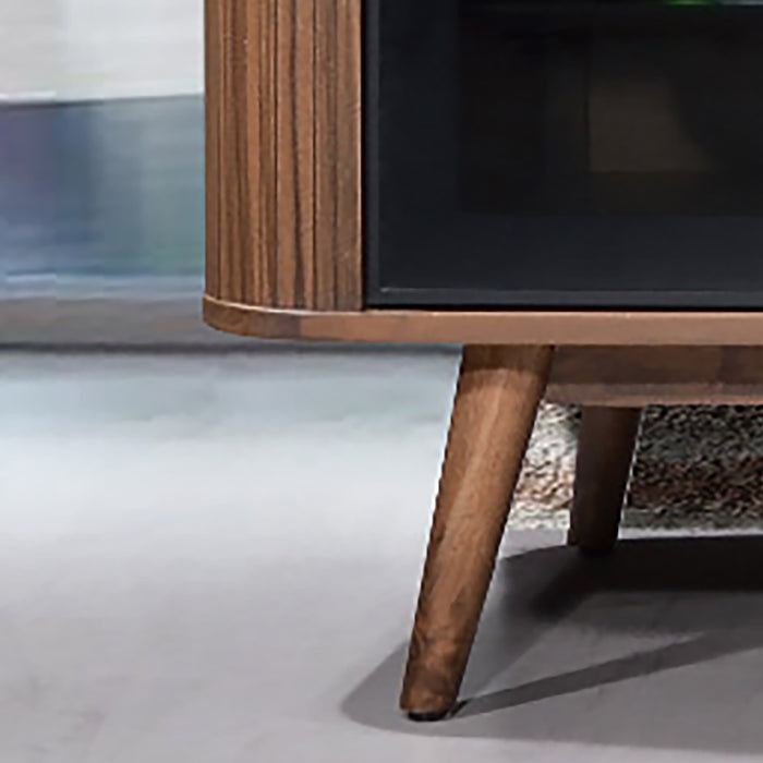 Denham Entertainment Unit, TV Cabinet 2000mm Semi-Assembled, Solid Rubber Wood Legs Light Walnut Wood Veneer by Criterion