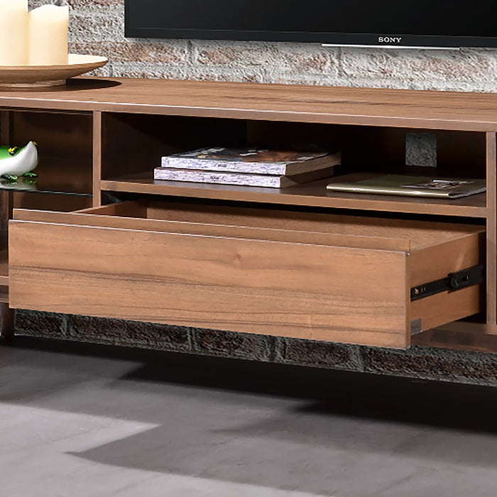 Denham Entertainment Unit, TV Cabinet 2000mm Semi-Assembled, Solid Rubber Wood Legs Light Walnut Wood Veneer by Criterion
