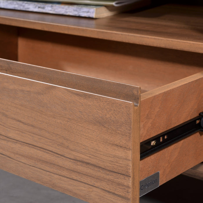Denham Entertainment Unit, TV Cabinet 2000mm Semi-Assembled, Solid Rubber Wood Legs Light Walnut Wood Veneer by Criterion