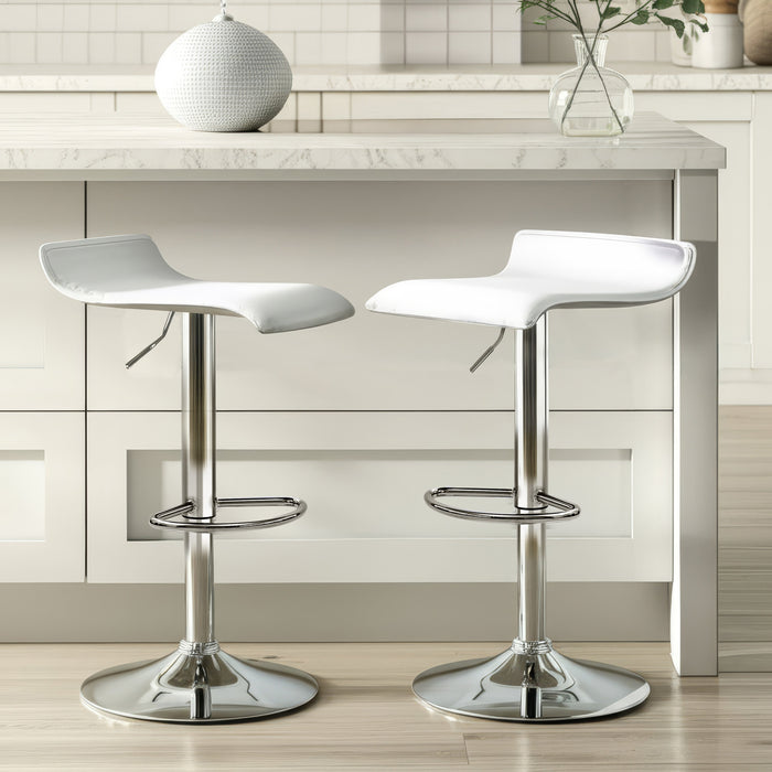 Craig Bar Stools Gas Lift Chrome White Pair by Urban Style