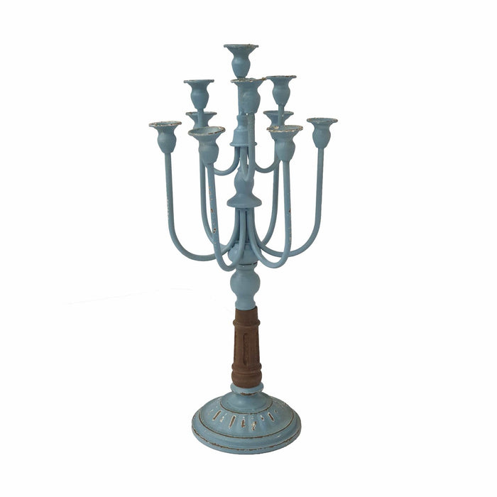 Candelabra Candle Holder Blue Rustic Finish by Urban Style -Home Living Store - -  
