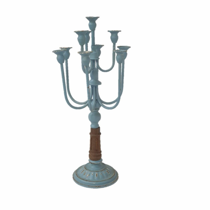 Candelabra Candle Holder Blue Rustic Finish by Urban Style -Home Living Store - -  
