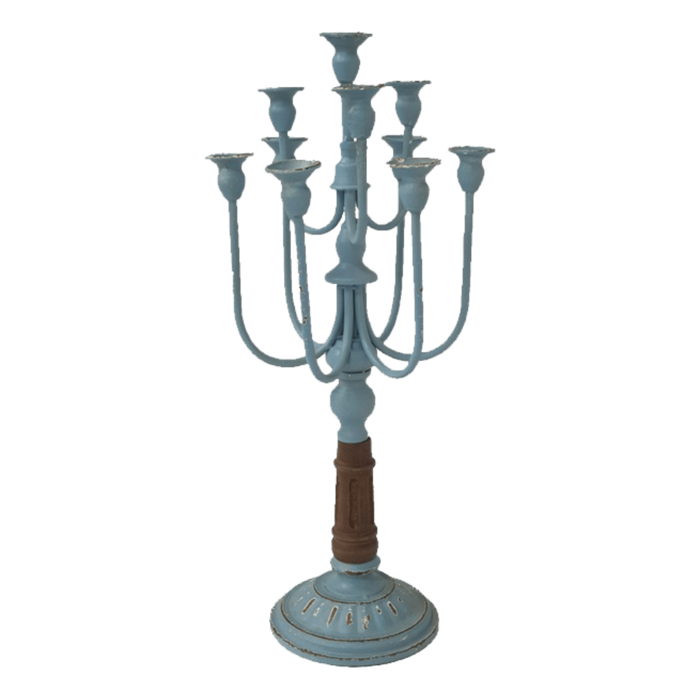 Candelabra Candle Holder Blue Rustic Finish by Urban Style -Home Living Store - -  