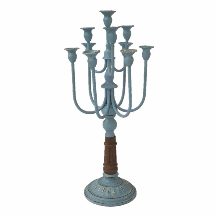 Candelabra Candle Holder Blue Rustic Finish by Urban Style -Home Living Store - -  