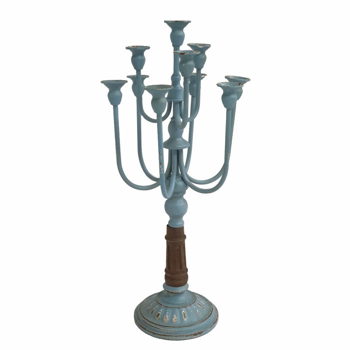 Candelabra Candle Holder Blue Rustic Finish by Urban Style -Home Living Store - -  