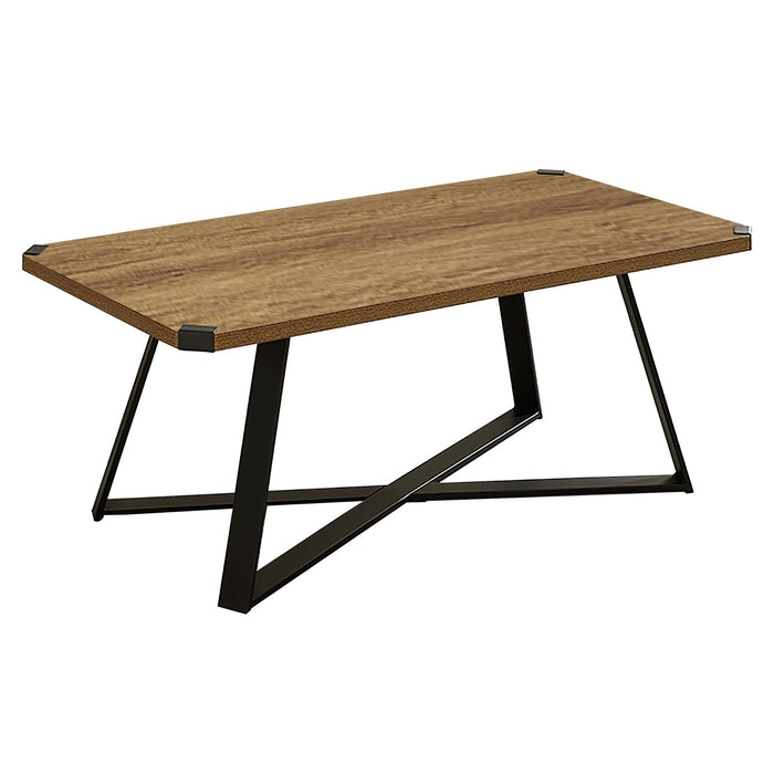 Capri Coffee Table 1100mm Black Metal Leg and Metal Highlights Dark Oak by Criterion™ -Home Living Store - -  