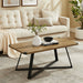 Capri Coffee Table 1100mm Black Metal Leg and Metal Highlights Dark Oak by Criterion™ -Home Living Store - -  