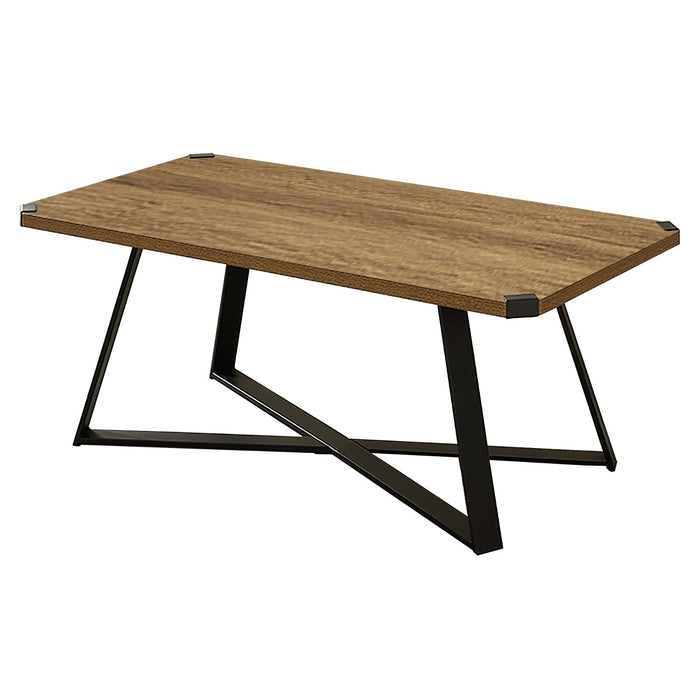 Capri Coffee Table 1100mm Black Metal Leg and Metal Highlights Dark Oak by Criterion™ -Home Living Store - -  