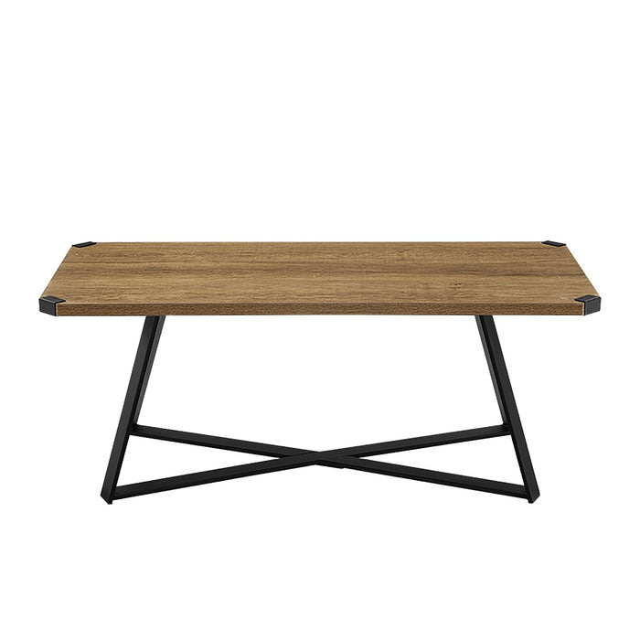 Capri Coffee Table 1100mm Black Metal Leg and Metal Highlights Dark Oak by Criterion™ -Home Living Store - -  