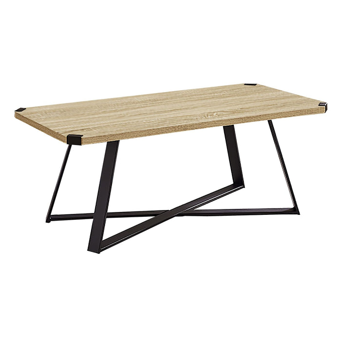Capri Coffee Table 1100mm Black Metal Leg and Metal Highlights Oak by Criterion™ -Home Living Store - -  