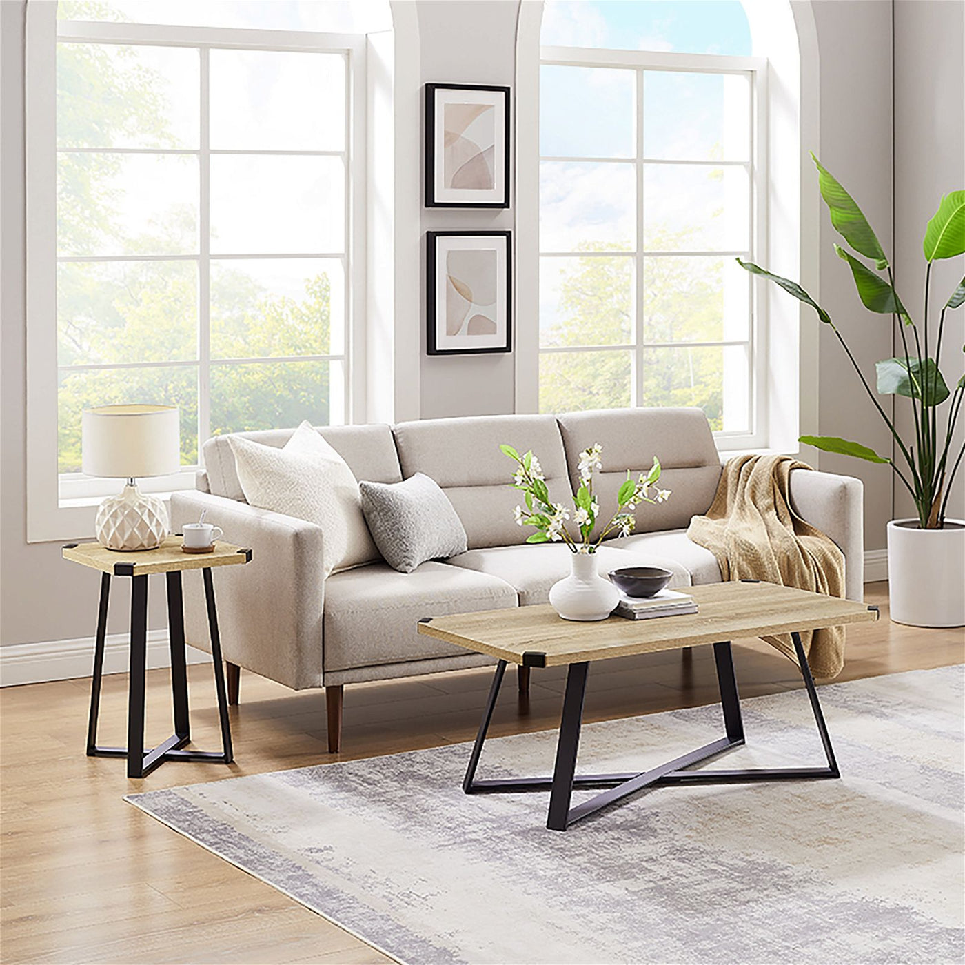 Capri Coffee Table Oak, Black Metal | Modern Industrial Style by ...