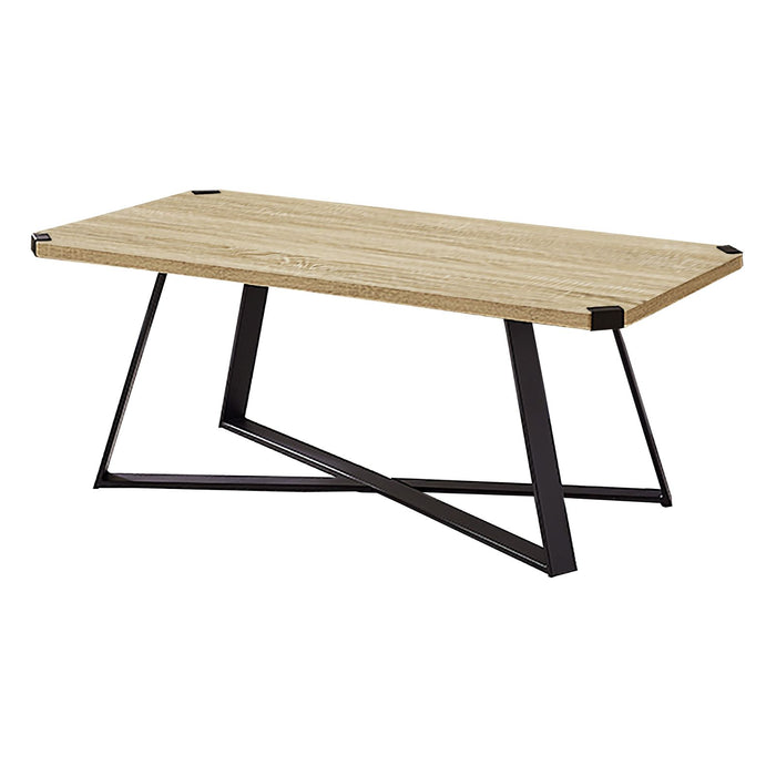 Capri Coffee Table 1100mm Black Metal Leg and Metal Highlights Oak by Criterion™ -Home Living Store - -  