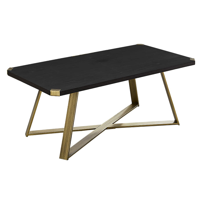 Capri Coffee Table 1100mm Gold Metal Leg and Metal Highlights Black Oak by Criterion™ -Home Living Store - -  