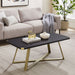 Capri Coffee Table 1100mm Gold Metal Leg and Metal Highlights Black Oak by Criterion™ -Home Living Store - -  