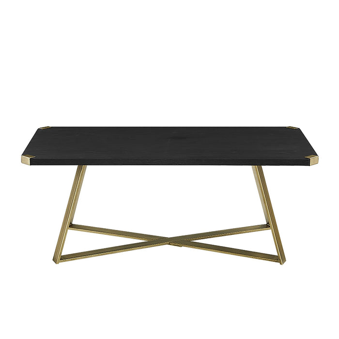 Capri Coffee Table 1100mm Gold Metal Leg and Metal Highlights Black Oak by Criterion™ -Home Living Store - -  