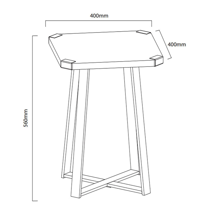 Capri Square End Table - Oak, Black by Criterion™ -Home Living Store - -  