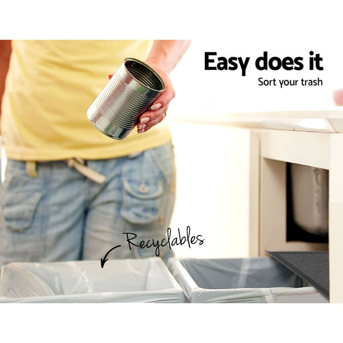 Cefito 2x15L Pull Out Bin - Black -Home Living Store - -  