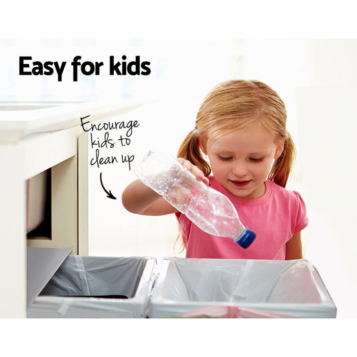 Cefito 2x15L Pull Out Bin - Grey -Home Living Store - -  