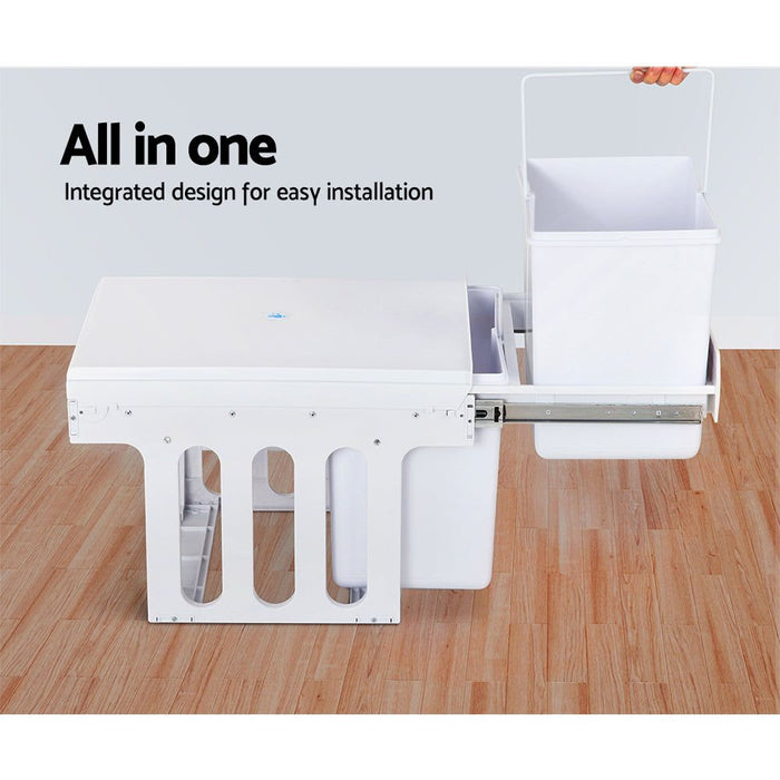 Cefito 2x15L Pull Out Bin - White -Home Living Store - -  