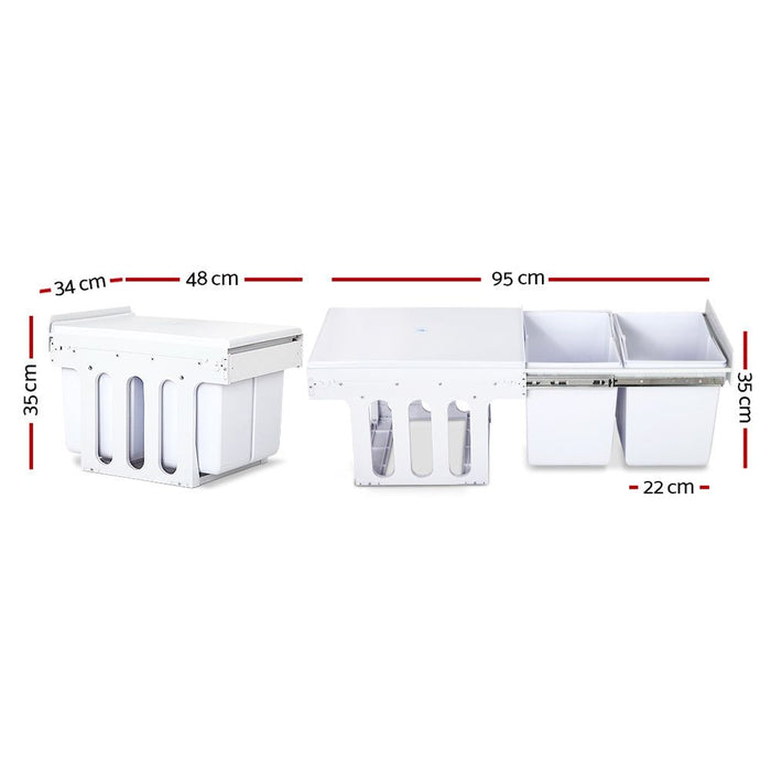 Cefito 2x15L Pull Out Bin - White -Home Living Store - -  
