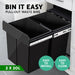 Cefito 2x20L Pull Out Bin - Black -Home Living Store - -  