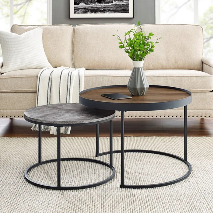 Nested Coffee Table Walnut/Cement by Urban Style -Home Living Store - -  