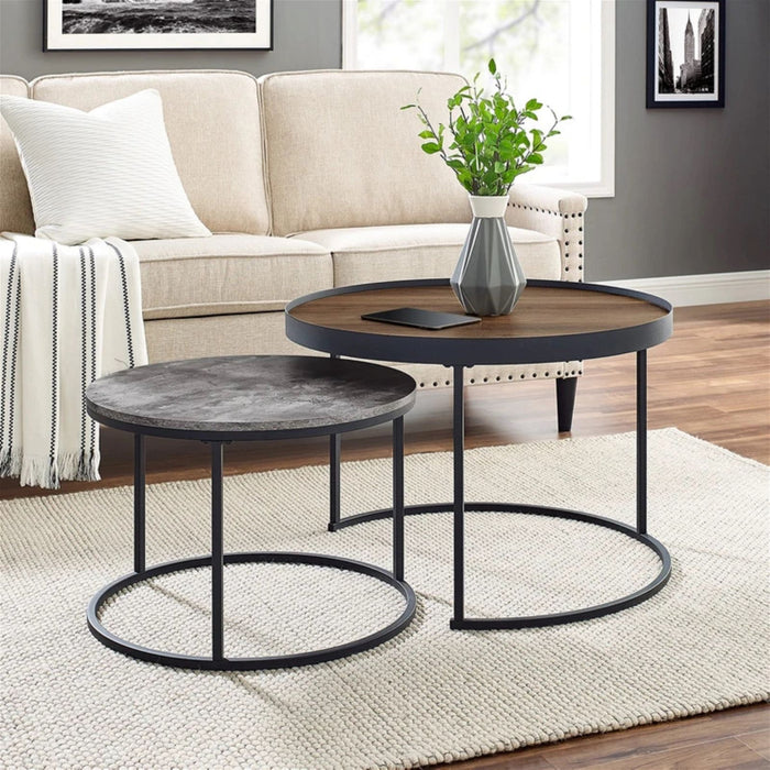 Nested Coffee Table Walnut/Cement by Urban Style -Home Living Store - -  