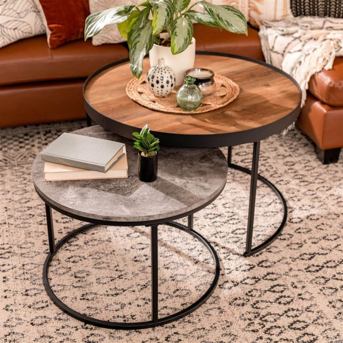 Nested Coffee Table Walnut/Cement by Urban Style -Home Living Store - -  