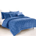 Alastairs Augusta Faux Mink Quilt / Comforter Set Denim Queen -Home Living Store - -  