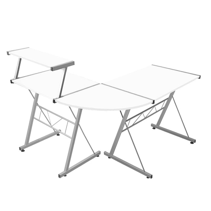 Corner Metal Pull Out Table Desk - White -Home Living Store - -  