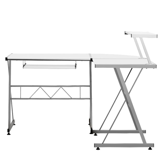 Corner Metal Pull Out Table Desk - White -Home Living Store - -  