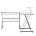 Corner Metal Pull Out Table Desk - White -Home Living Store - -  