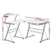 Corner Metal Pull Out Table Desk - White -Home Living Store - -  
