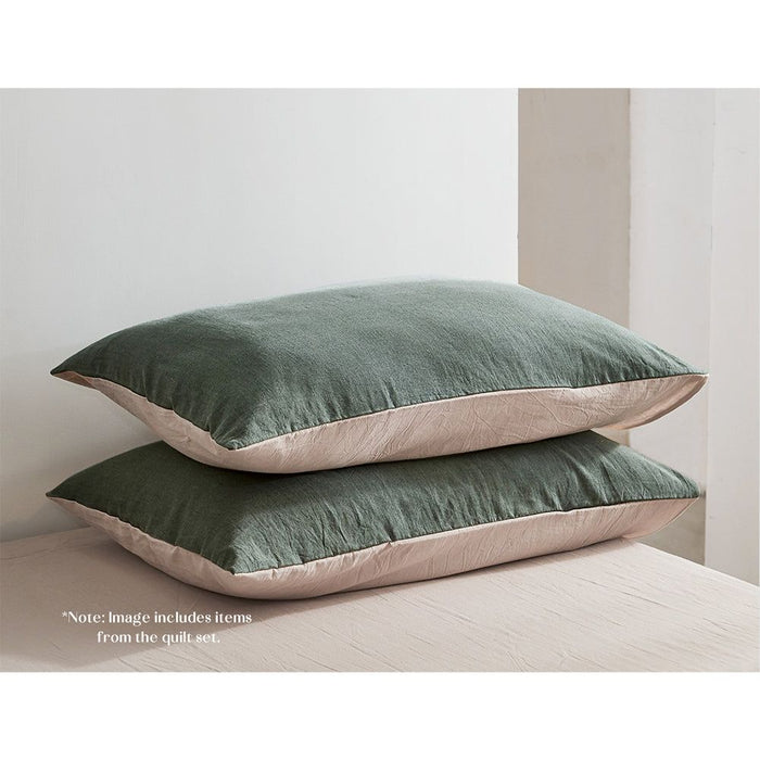 Cosy Club Sheet Set Cotton Sheets Double Green Beige -Home Living Store - -  