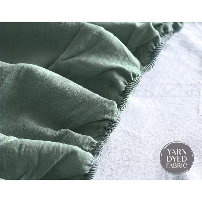 Cosy Club Sheet Set Cotton Sheets Double Green Beige -Home Living Store - -  